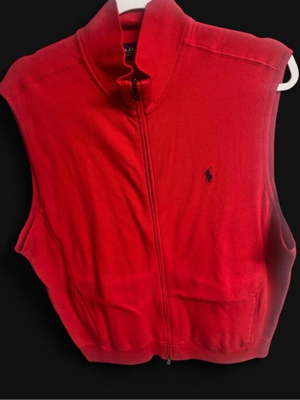 Ralph Lauren Red Zip Front Sleeveless Knit Vest